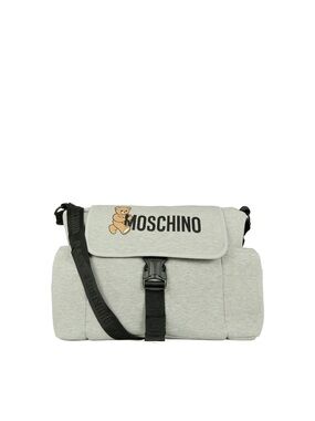 Moschino Grey Teddy-Print Crossbody Bag with Black Strap